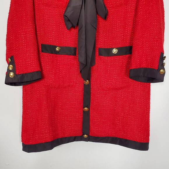 Tuckernuck Pomander Place Coco Tweed Bow Mini Dress Red Black Size Medium NEW - Picture 5 of 11